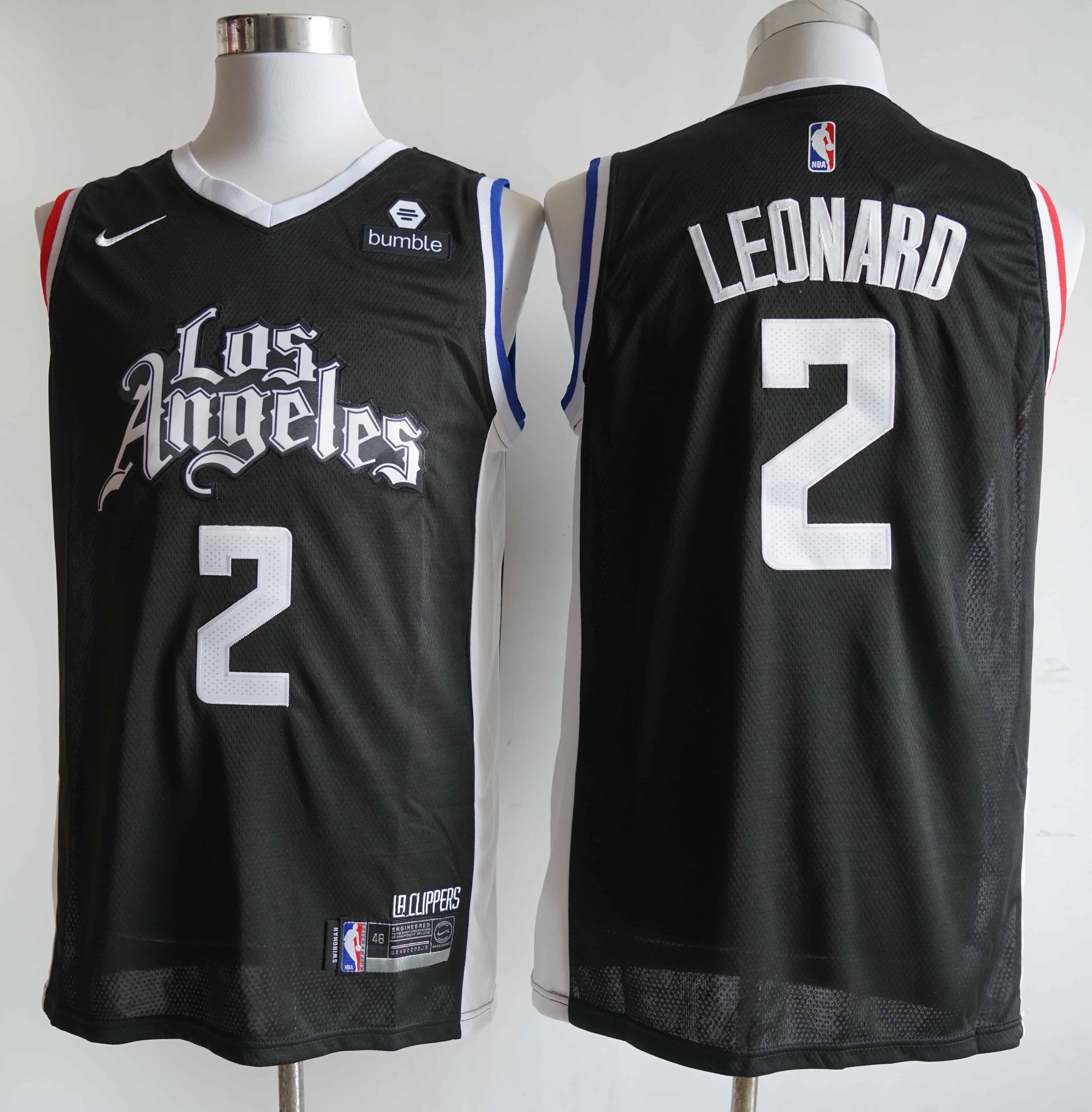 Men Los Angeles Clippers #2 Leonard Black Nike City Edition NBA Jerseys